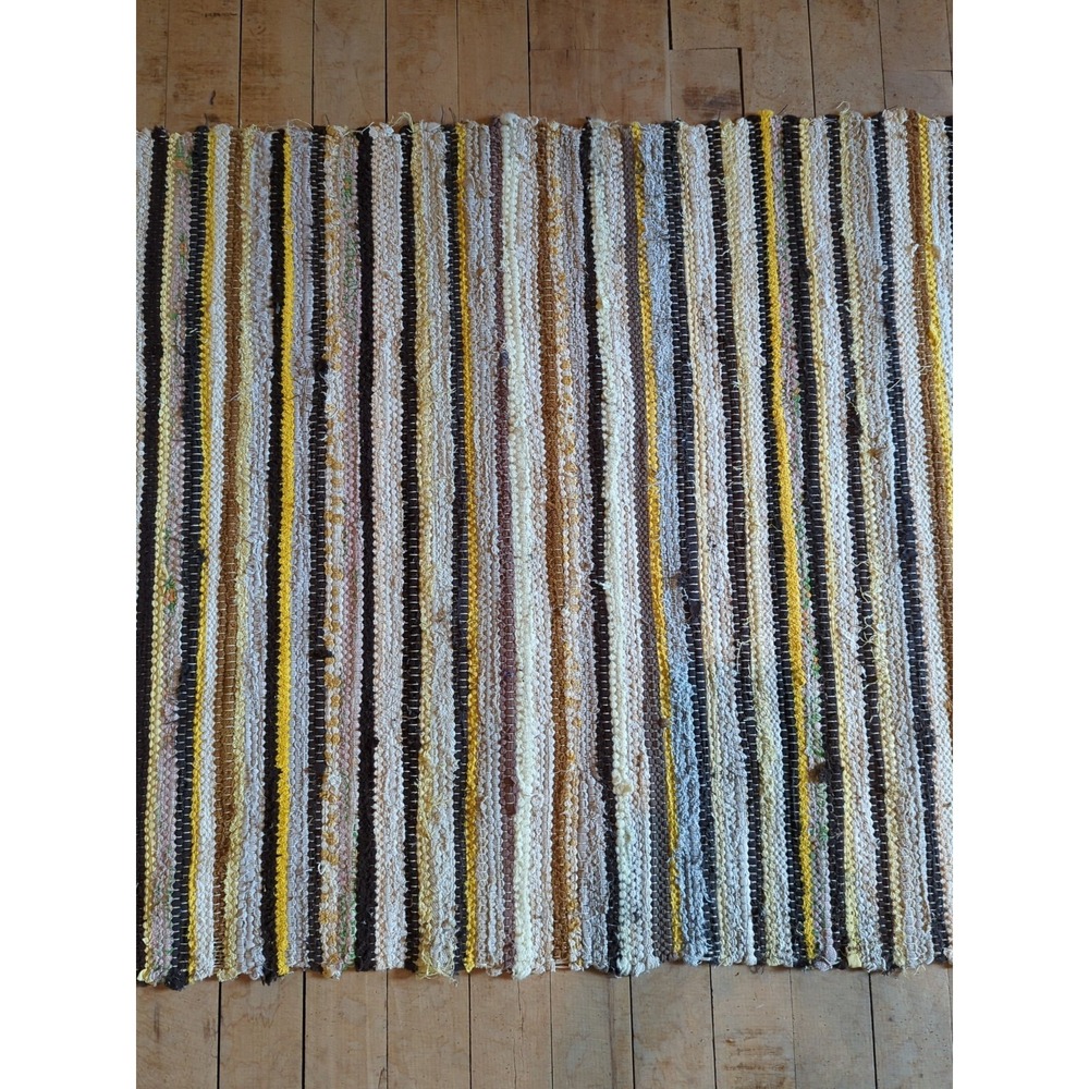 Antique Imported Swedish Hand Made Rag Rug Runner (26 x 188" ) Very Pretty - Picture 5 of 11